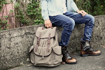 BAOSHA CN-01 Vintage Canvas Rucksack - Armee Grün