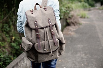 BAOSHA CN-01 Vintage Canvas Rucksack - Armee Grün