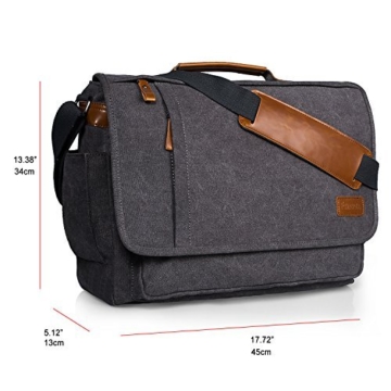 Estarer Umhängetasche / Laptoptasche 15.6 Zoll für Arbeit Uni aus Canvas Grau - 6