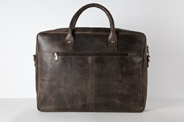 Handgefertigte Laptoptasche Cognac-Braun HOLZRICHTER Berlin Briefcase - Premium Vintage Aktentasche aus Echtleder M